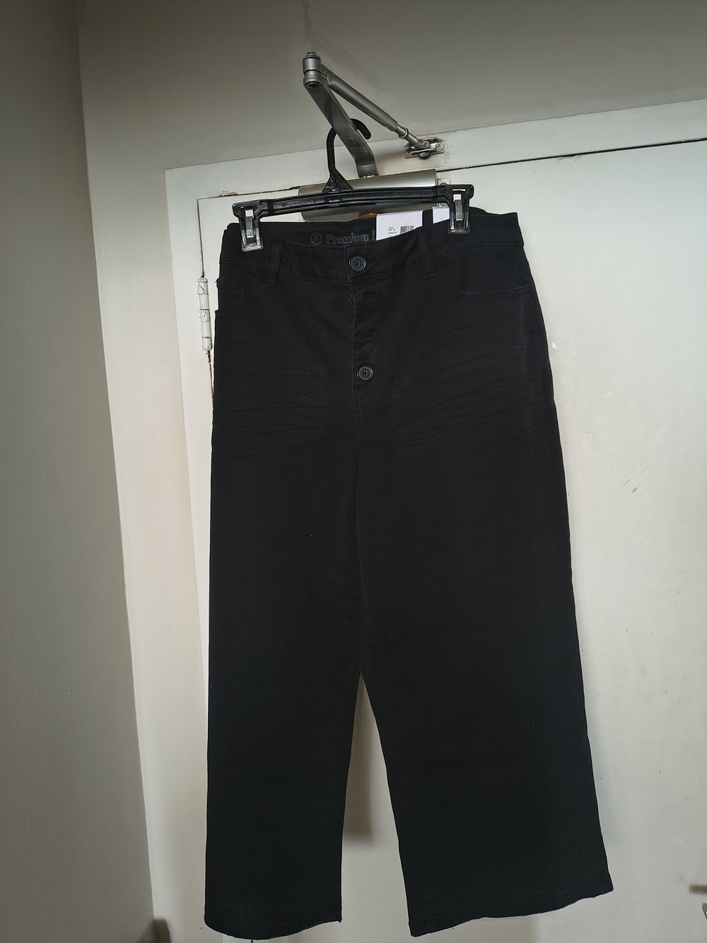 Women Black Wide-Leg Denim Pants Cropped Size 18. Addition Elle